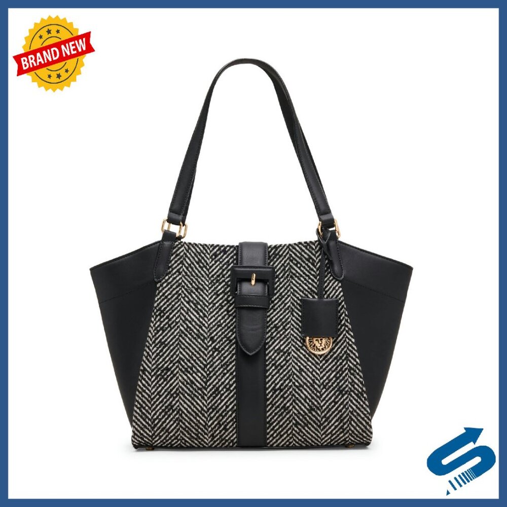 Medium Herringbone Tote With Convertible Strap For Work Travel